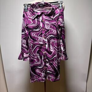 Nova Kids Long Sleeve Button Up Shirt Dress Size 8